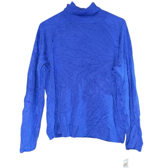 NWT Karen Scott Turtleneck Sweater Womens Size 2X Royal Blue Ribbed Long Sleeve - Picture 1 of 3